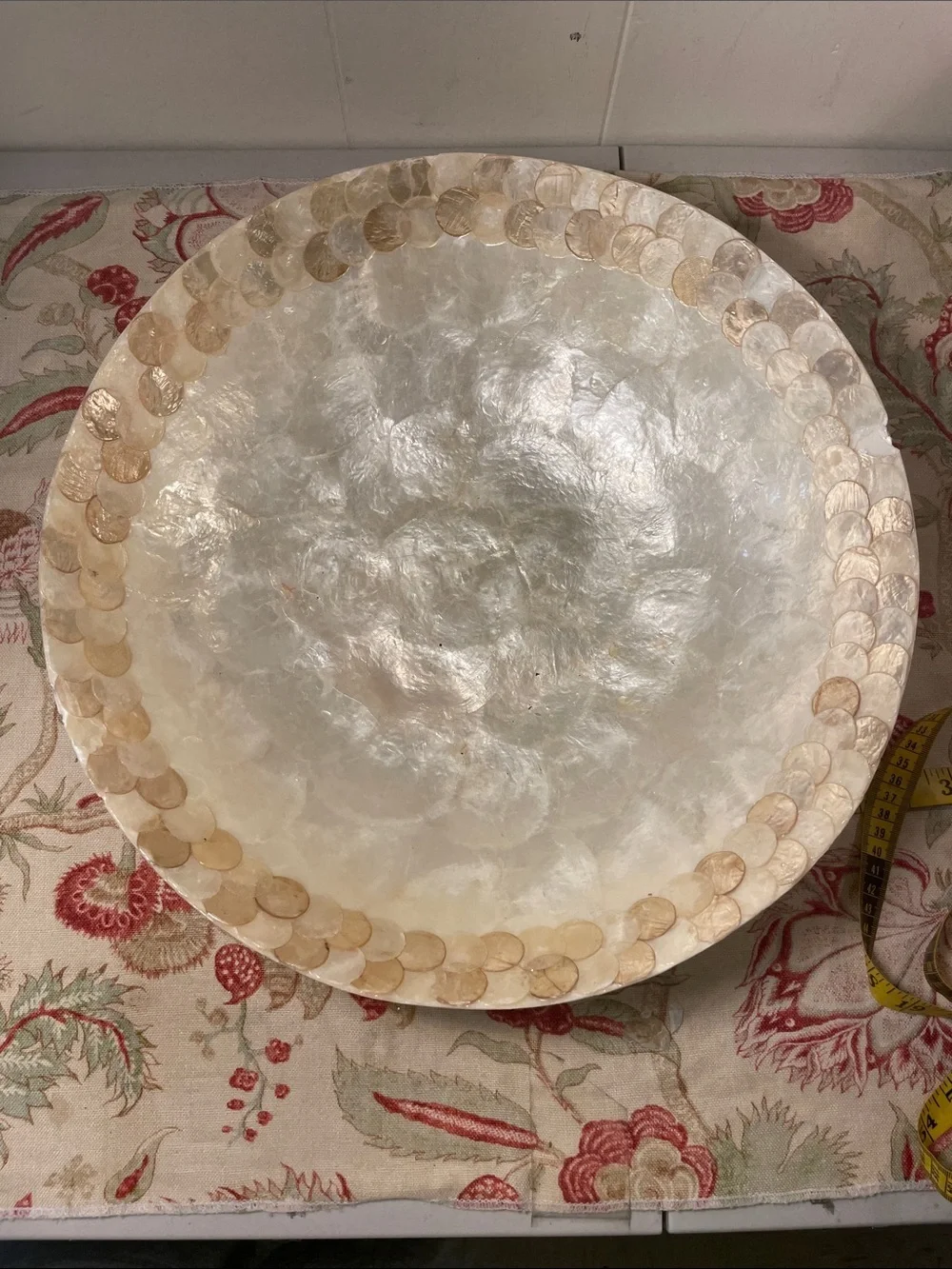 Handcrafted Mother-of-Pearl Decorative Serving Bowl - Ivory